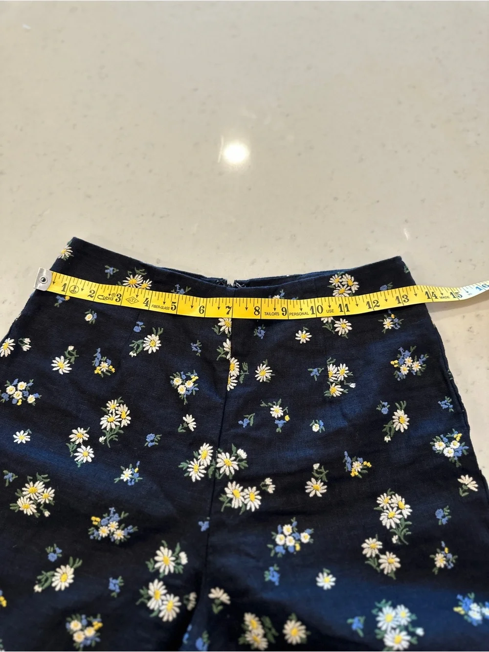 NWOT Reformation Navy Blue Floral Linen Pants Size 0 Cropped Summer Premium